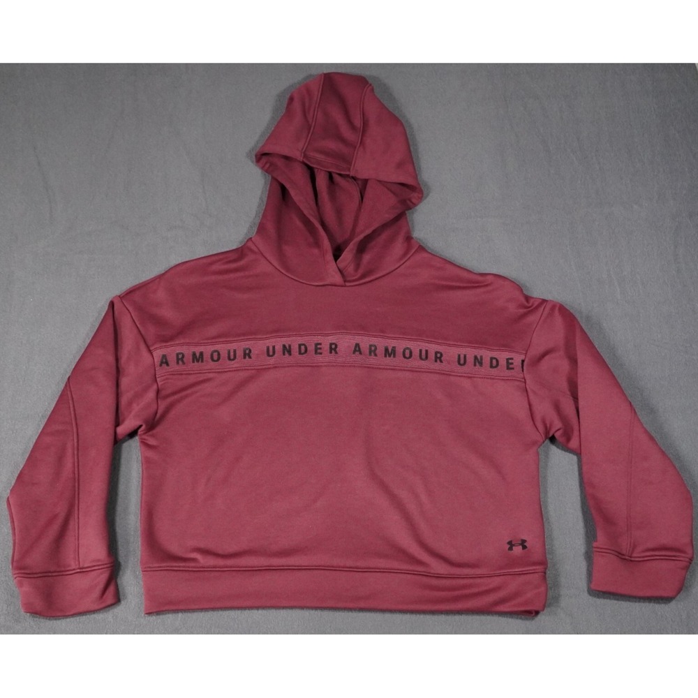 Under Armour Pullover Hoodie Womens XS Burgundy Long Sleeve Oversized